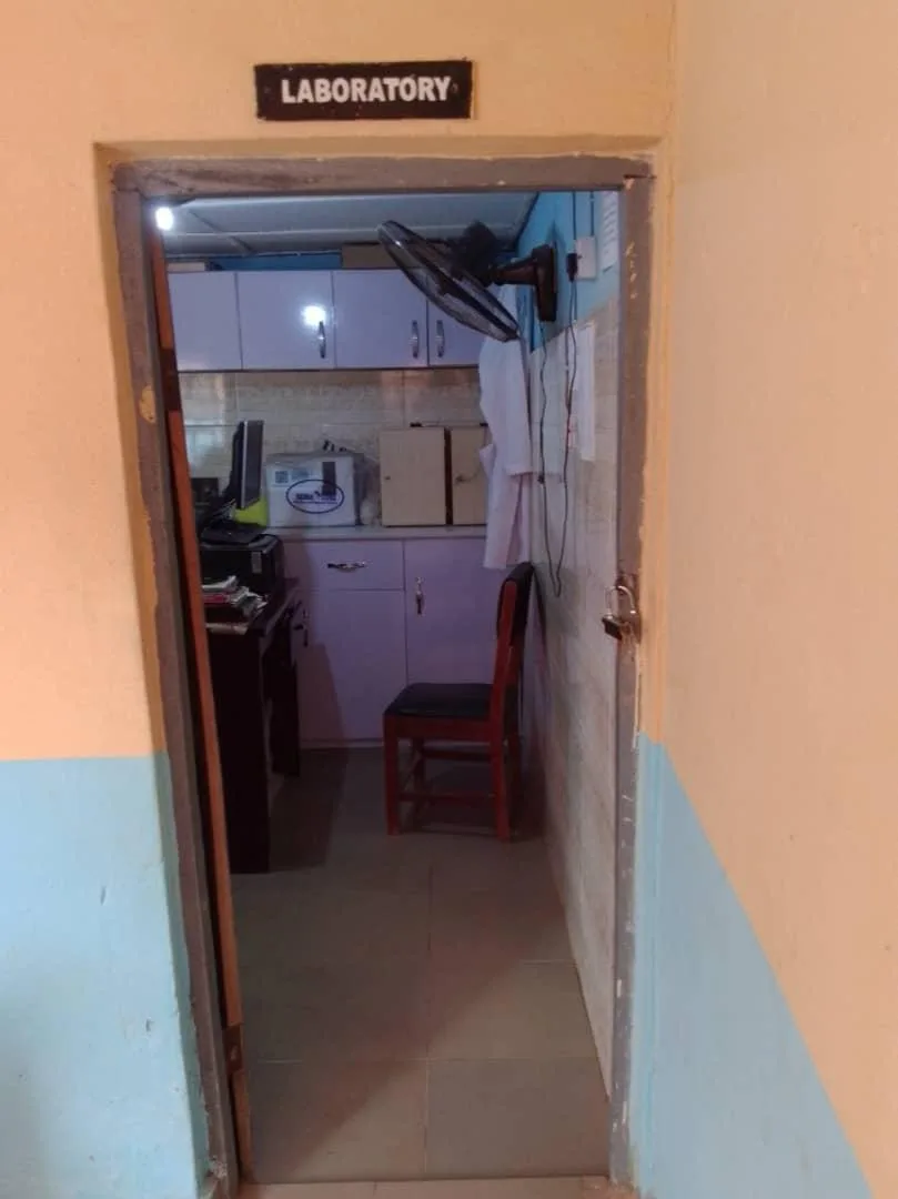 The entrance to the hospital laboratory